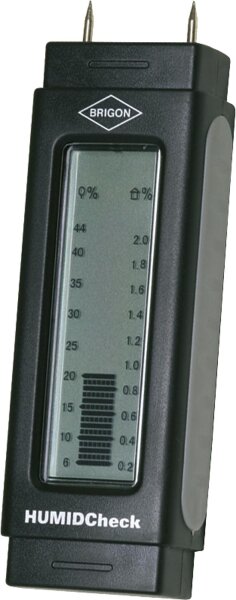 Materialfeuchtemessgerät für Holz- und Baufeuchte inkl. Clip, Batterie und Tasche