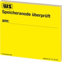 Wartungsaufkleber "Speicheranode geprüft"...