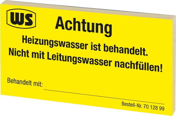 Hinweisaufkleber "Heizungswasseraufbereitung" 1 Block à 50 Stk. gelb