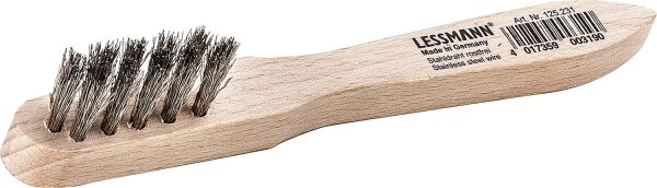 Minibürste Edelstahldraht gewellt, 0,15mm und Buchenholzgriff