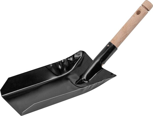 Kohleschaufel schwarz mit Holzgriff