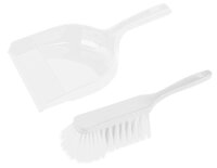 Hygiene-Kehrgarnitur, Kunststoff weiß,Besatz rot