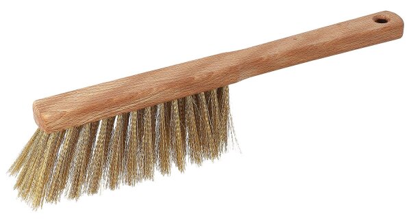 Messing-Handfeger, Holz geölt, Messing, 4-reihig,