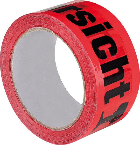 Warnband rot Vorsicht Glas, 50mm : 66m, 32my, 1 Stück