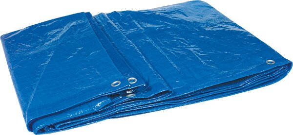 Gewebeplane aus HDPE-Bändchen- gewebe 120g/qm mit Rand + Ösen 4 x 5 m Farbe: blau