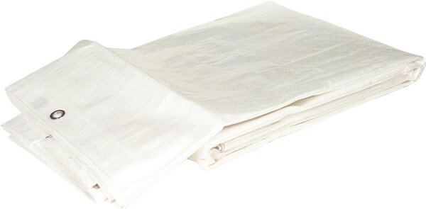 Gewebeplane aus HDPE-Bändchen- gewebe 160 g/qm mit Rand + Ösen 5 x 6 m   Farbe: weiß