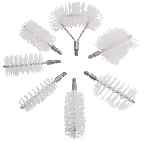 Bürstenset Nylon ohne Stiel mit Gewinde M10, bestehend aus 3 Rundb.,3 Rechteckb.,1 Rückwandb.