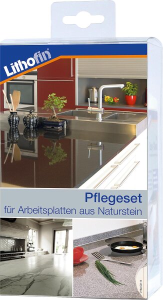 LITHOFIN Pflegeset -compact- für Arbeitsplatten aus Naturstein (3-teilig: Fleckstop "W", MN-Easy-Clean & OIL-Ex), 1 Set