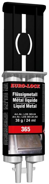 Flüssigmetall (2K) EURO-LOCK LOS 365, 24ml Doppelkartusche + Adapter + Mischdüse