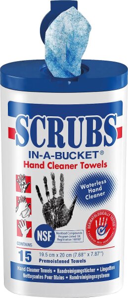 Handreinigungstücher SCRUBS, 1 Behälter á 15 Tücher