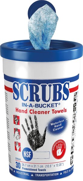 Handreinigungstücher SCRUBS, Behälter mit 30 Tüchern