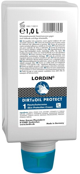 Handschutzcreme LORDIN Dirt & Oli Protect 1l Varioflasche