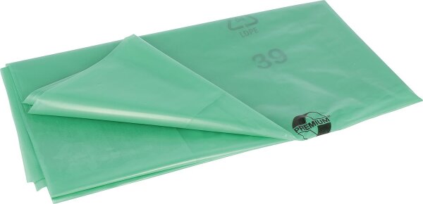Abfallsäcke aus Recycling-LDPE, geeignet für 120 l Behälter, 950 x 1200 mm grün-transparent, VPE 200 Stück