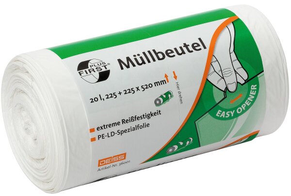 FIRST PLUS ® - Müllbeutel aus LDPE, 1A-Material, 30 l, VPE 50 Stück