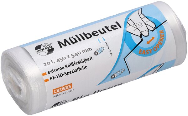 UNIVERSAL PLUS ® - Müllbeutel aus HDPE 20 l, VPE 50 Stück