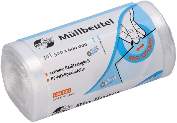 UNIVERSAL PLUS ® - Müllbeutel aus HDPE 30 l,  VPE 100 Stück