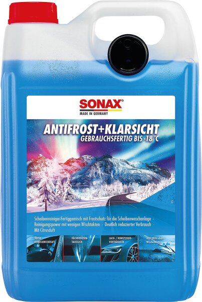 Winterscheibenreiniger SONAX AntiFrost + KlarSicht bis -18°C Citrus 5l Kanister mit Ausgießer