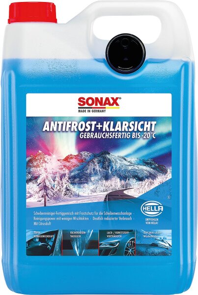 Winterscheibenreiniger SONAX AntiFrost + KlarSicht gebrauchsfertig bis -20°C Citrus 5l Kanister mit Ausgießer