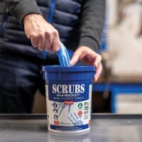 Handreinigungstücher SCRUBS Set, 2xScrubs 72 Eimer, 2xNachfüllpack 72 Tücher