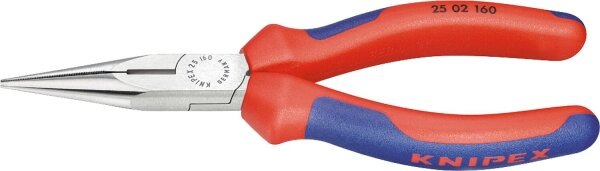 Flachrundzange mit Schneide poliert mit zweifarbigen Mehrkomponenten Griffhüllen gerade Backen Länge 140mm