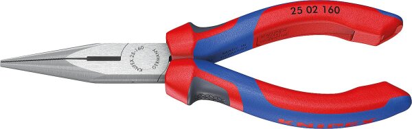 Flachrundzange mit Schneide poliert mit Mehrkomponenten Griffhüllen gerade Backen Länge 160mm