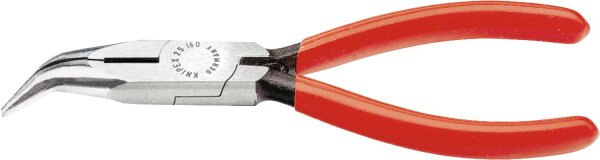 Flachrundzange mit Schneide poliert Kunststoff überzogen 40° gewinkelte Backen Länge 160mm