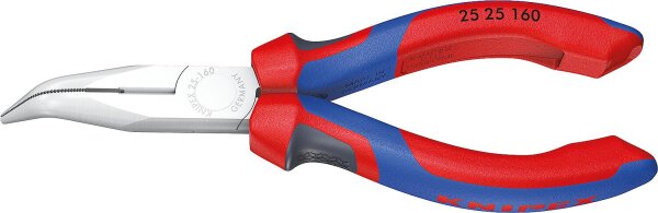 Flachrundzange mit Schneide poliert mit Mehrkomponenten Griffhüllen 40° gewinkelte Backen 160mm