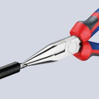 Flachrundzange mit Schneide verchromt mit Mehrkomponenten Griffhüllen gerade Backen Länge 200mm