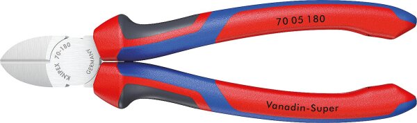 Seitenschneider KNIPEX® verchromt mit Mehrkomponenten-Griff, Länge 180mm mit Facette