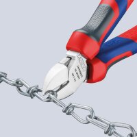 Seitenschneider KNIPEX® verchromt mit Mehrkomponenten-Griff, Länge 180mm mit Facette