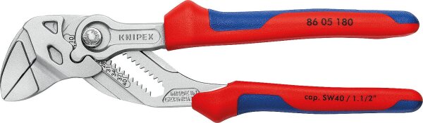 Zangenschlüssel vernickelt mit schmalen Greifbacken L=180mm