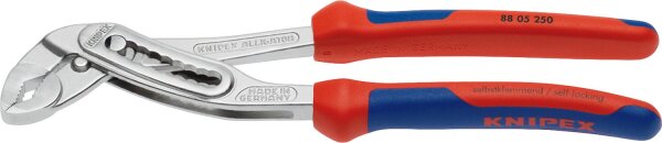 KNIPEX-Alligator Wasserpumpenzange verchromt mit zweifarbigen Mehrkomponenten-Griffhüllen L=250mm