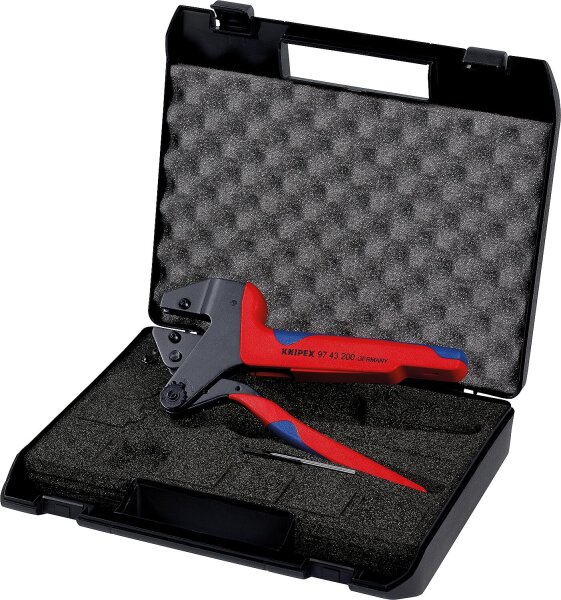 Crimp-Systemzange KNIPEX für auswechselbare Crimpeinsätze mit Transportkoffer