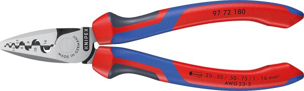 Aderendhülsenzange KNIPEX® poliert mit Mehrkomponenten-Griff, Länge 180mm