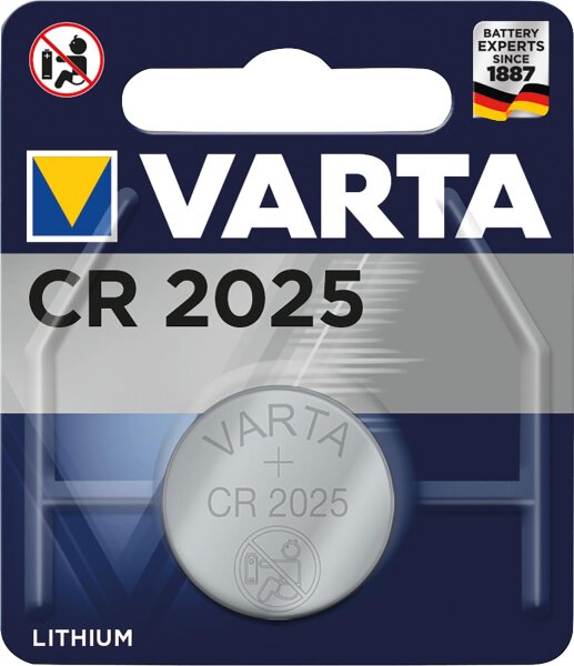 Varta Lithium Knopfzelle CR2025, 3,0 Volt 1er Blister