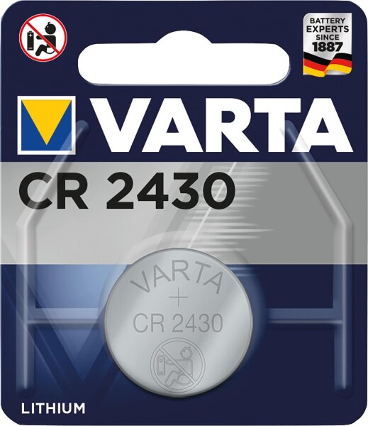 Varta Lithium Knopfzelle CR2430, 3,0 Volt 1er Blister