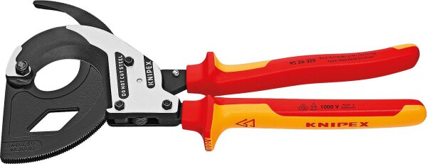 Kabelschneider Ratschenprinzip Knipex VDE, isoliert, Länge: 320mm, 3-Gang Automatik