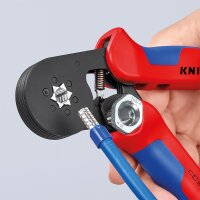 Crimpzange KNIPEX für Aderendhülsen, selbsteinstellend, Seitenführung, 0,08 - 16 mm²