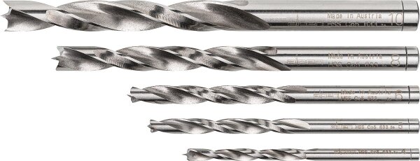 Holzbohrerset ALPEN® HSS Cobalt, 5-teilig in Kunststoffkassette