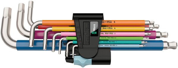 Winkelschlüsselsatz WERA 9-teilig, farblich gekennzeichnet Edelstahl, 1,5 - 10,0mm