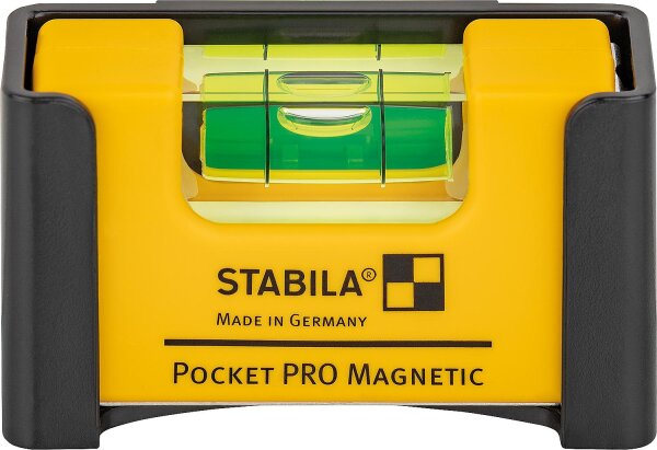 Wasserwaage Stabila Pocket Pro magnetic, 7cm, mit Magnetsystem und Gürtel-Clip