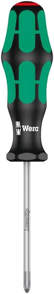 Phillips-Schraubendreher Wera 350 Kraftform Plus-Serie 300, Klinge rund, Lasertip-Spitze, PH1 x 80 mm