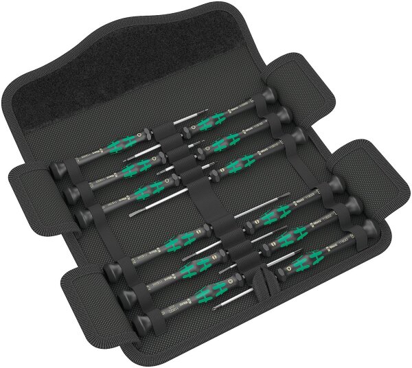 Schraubendrehersatz WERA Micro-Set Elektroniker Kraftform 12-tlg. Schlitz-Kreuz,Sechskant