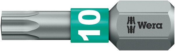 Torx®-Bit Wera 867/1 BTZ mit 1/4"-Antrieb, kurz, Zähhart mit BiTorsions-Zone, T10 x 25 mm