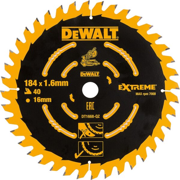Kreissägeblatt DeWALT Extreme Spezial Ø 184x16x1,6mm mit 40 Zähnen