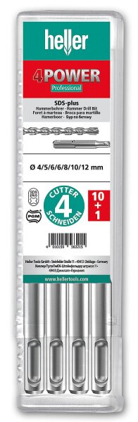 Hammerbohrerset HELLER® 4Power mit SDS-Plus Aufnahme Ø 6,0 x 160/100 mm VPE 11 Stück