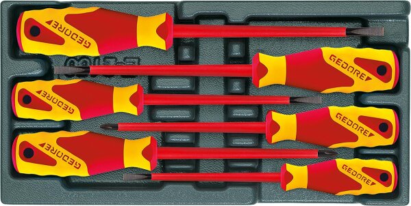 Schraubendrehersatz GEDORE VDE 6-teilig in ABS-Kunststoff Modul Schlitz/Pozidriv