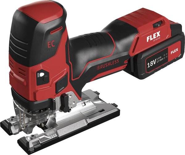 Akku-Stichsäge FLEX JS 18,0-EC 18 V mit 2x5,0 Akkus und Ladegerät