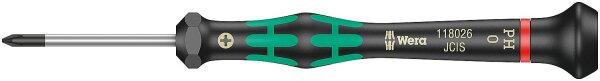 Feinmechanik-Phillips-Schraubendreher Wera 2050 Serie Kraftform Micro, Drehkappe, Black Point-Spitze, PH0 x 40 mm