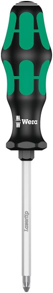 Pozidriv-Schraubendreher Wera 355 SK Kraftform Plus-Serie 300, Klinge Sechskant, Sechskant-Schlüsselhilfe, Lasertip-Spitze, PZ2 x